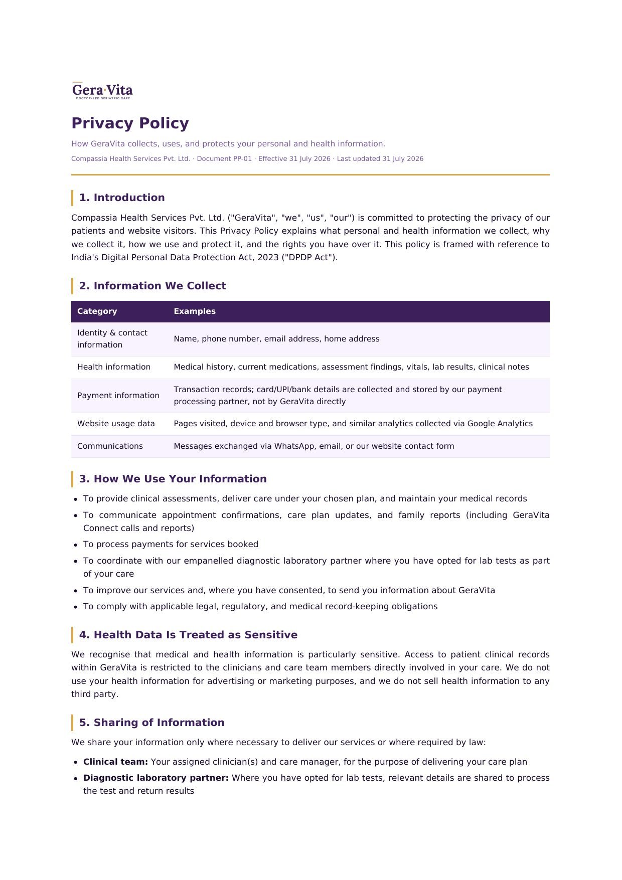 Privacy Policy — page 1