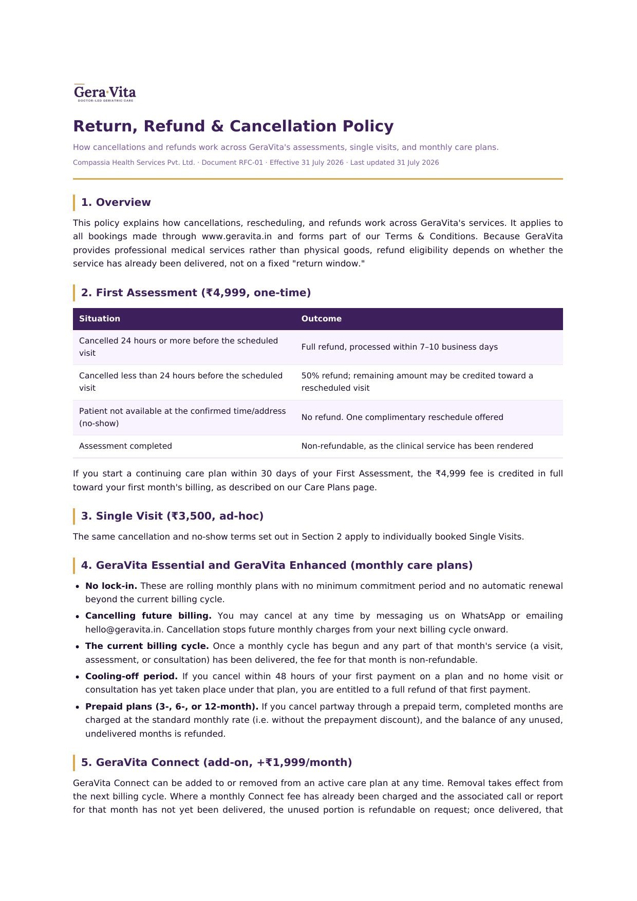 Return, Refund & Cancellation Policy — page 1