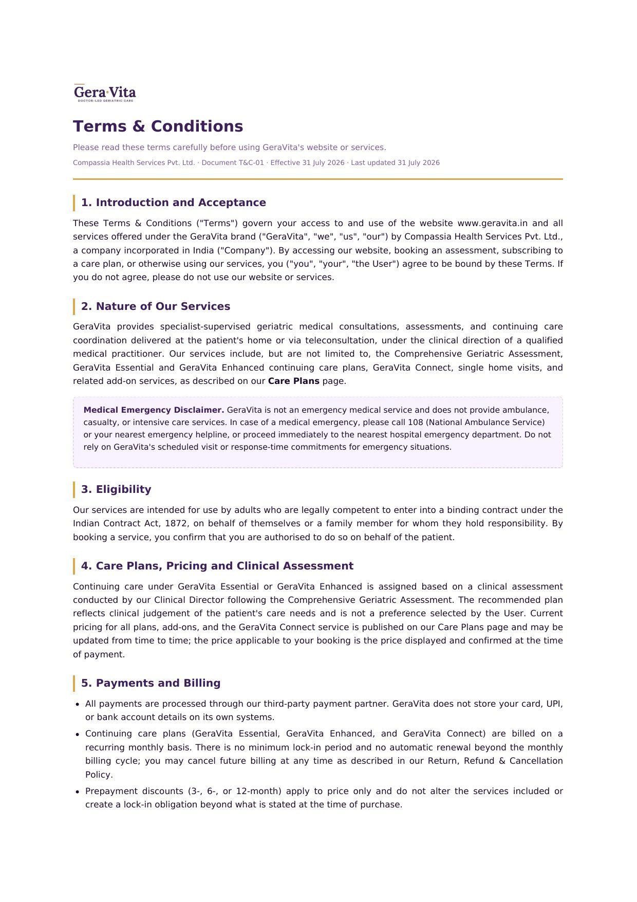 Terms & Conditions — page 1